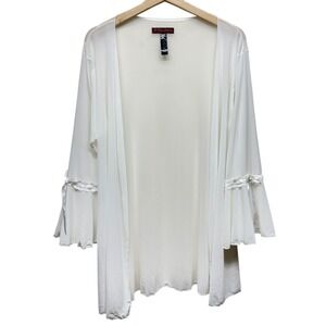 Popsi Lingerie Sheer Robe One Sz White Bell Sleeve Lace Cover Up Bridal Coquette